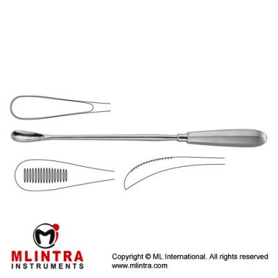 Cuzzi Placenta Scoop Blunt - Back Side Serrated Stainless Steel, 30 cm - 11 3/4" Cup Size 20 mm